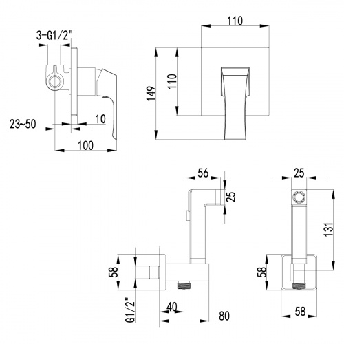 Смеситель гигиенический душ Lemark Unit (LM4519C) фото 3