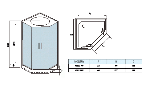 Душевые кабины WeltWasser NESSE 902 900х900х2170 мм фото 10