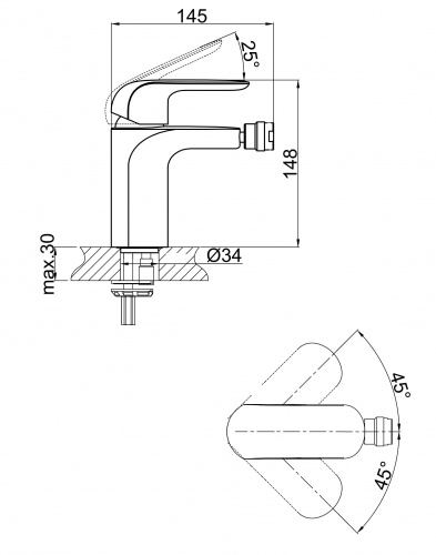 Смеситель для биде D&K Venice Gondola (DA1022201) фото 2