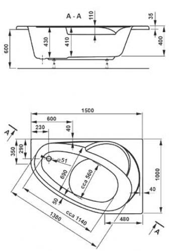 Акриловая ванна VAGNERPLAST FLORA 1500х1000х430 L см. фото 3