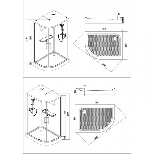 Душевая кабина ESBANO EST-115CR (RIGHT) фото 4