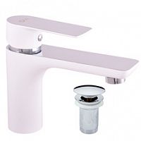 VT427.5KCB VLTAVA - смеситель для умывальника, донный клапан (металл), БЕЛЫЙ ГЛЯНЦЕВЫЙ/ХРОМ RAV Slezak