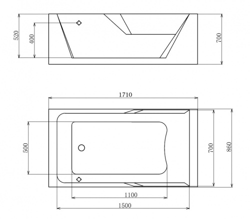 Акриловая ванна Gemy G9066 II K L фото 7
