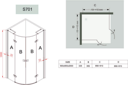 Душевое ограждение  Black & White S701 фото 4