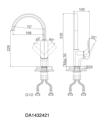 Смеситель для кухни D&K Berlin.(DA1432421) высокий грей фото 2