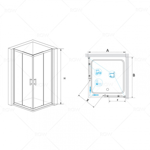 Душевой уголок RGW PA-31 Прозрачное 1000x1000