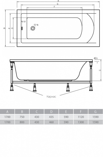 Акриловая ванна ALPEN Venera 170 фото 3