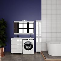 Тумба напольная STYLE LINE "Даллас ЛЕОН 120" (3 ящ.) Люкс белая, PLUS с раковиной ESTETUS ЛЕОН 1200*549 левый