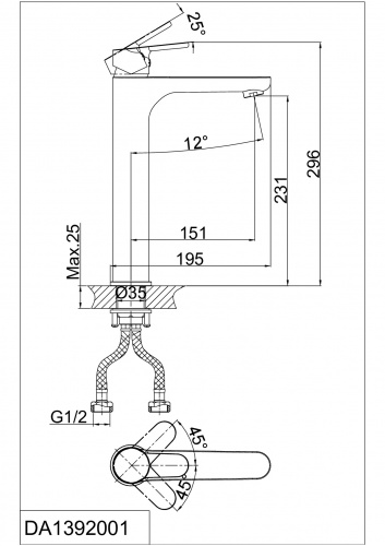 Смеситель для раковины высокий D&K Rhein Marx (DA1392001) фото 7