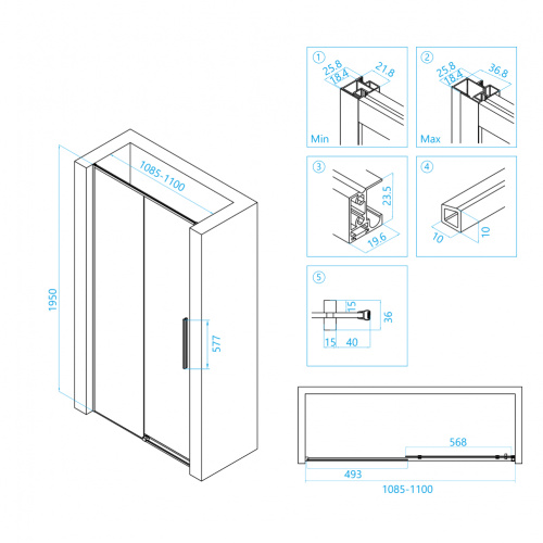 Душевая дверь RGW SV-12 Прозрачное 1100 фото 3