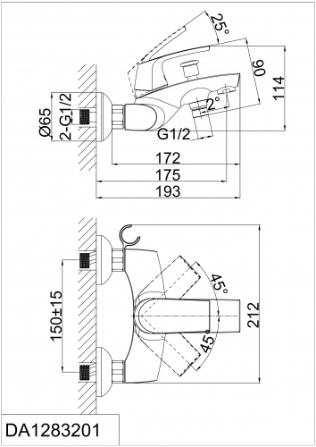 Смеситель для ванны D&K Rhein Feuerbach (DA1283201) фото 2