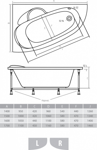 Акриловая ванна ALPEN Terra 140L фото 3 Акриловая ванна ALPEN Terra 140L фото 3