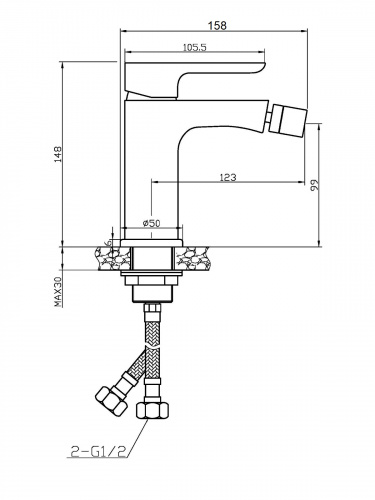 Agger Gorgeous A0203100 Однозахватный смеситель для биде, хром фото 3