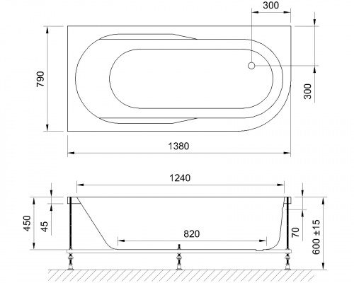 Гидромассажная ванна Royal Bath  AZUR STANDART 140x80x60L фото 3