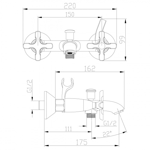 Смеситель для ванны Lemark Duetto (LM5712C) фото 3