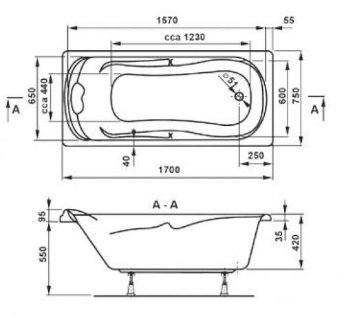 Акриловая ванна VAGNERPLAST CHARITKA 1700х750х430 см. фото 4