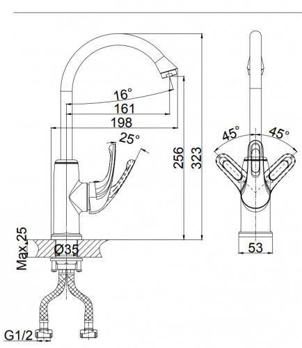 Смеситель для кухни D&K Rhein.Eucharius (DA1372422) высокий жасмин фото 2