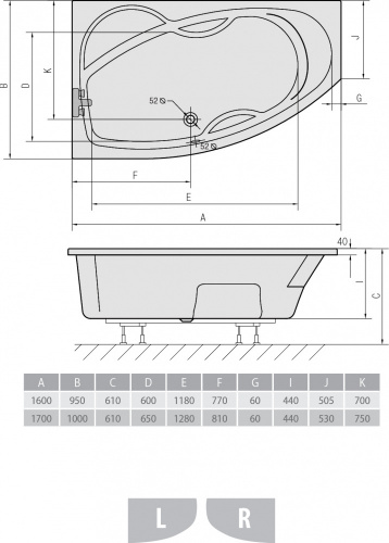 Акриловая ванна ALPEN Mamba 160 L фото 3