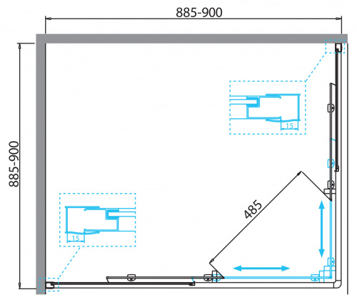 Душевой уголок BelBagno DUE-A-2-90-C-Cr фото 3