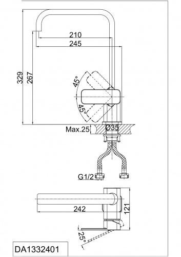 Смеситель для кухни D&K Rhein Altportel (DA1332401) фото 2