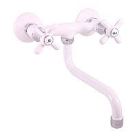 MK101.5/21BC MORAVA RETRO - смеситель кухонный настенный, БЕЛЫЙ ГЛЯНЦЕВЫЙ/ХРОМ RAV Slezak