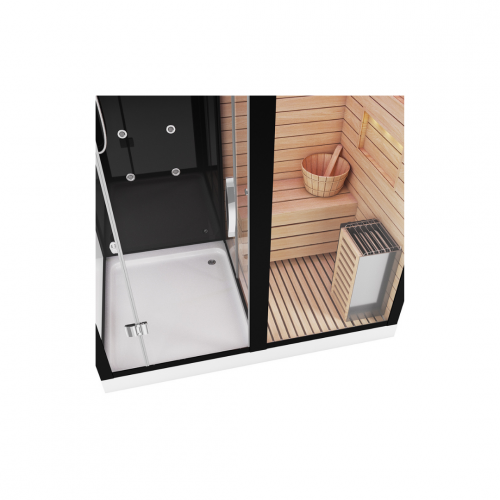 Комбинированная сауна 2в1 Ceruttispa ALBANO Nero-R Black 1800x1100x2230 фото 2