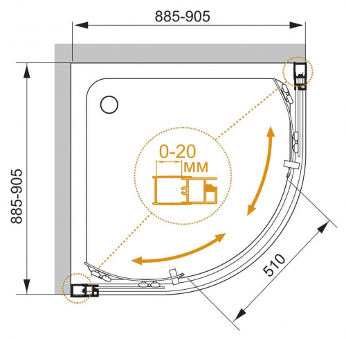 Душевой уголок CEZARES MOMENTO-R-2-90-C-Cr фото 2