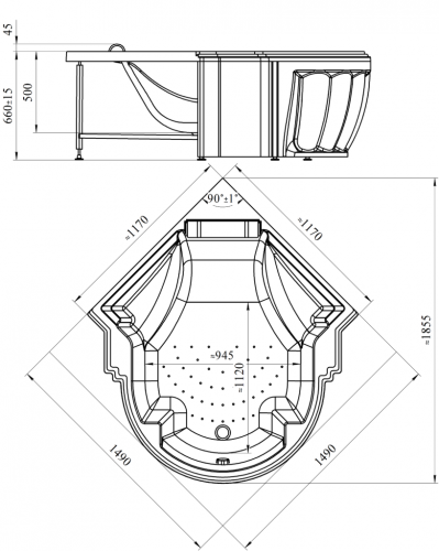 Акриловая ванна Radomir Fra Grande «Монте-Карло» с панелью фото 3