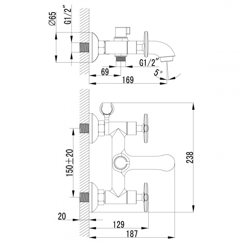 Смеситель для ванны Lemark Plus Spirit (LM1912C) фото 4
