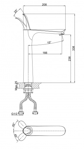 Смеситель для раковины высокий D&K Venice Baciano (DA1032056) фото 2