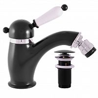 L545.5KCMAT LABE - смеситель для биде, донный клапан металл, ЧЕРНЫЙ МАТОВЫЙ RAV Slezak