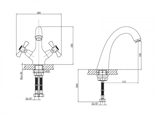Смеситель для раковины Orange Classic Pro M72-021cr фото 2