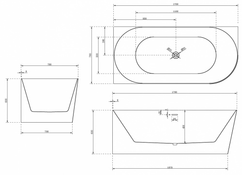 Акриловая ванна ABBER AB9258-1.7 L фото 5