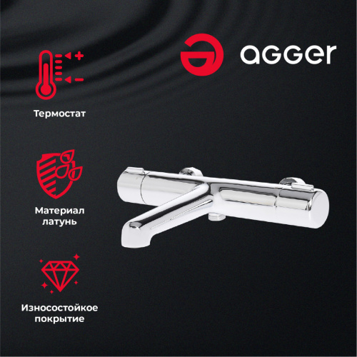 Душевая система Agger Thermo A2493500 термостат с изливом, хром фото 12
