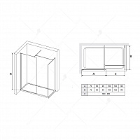 Перегородка для душа RGW WA-20B (WA-010B (2 шт.) + S-1220 B) Прозрачное 900x900