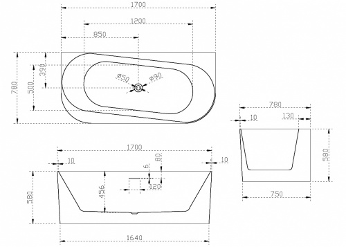 Акриловая ванна ABBER AB9494-1.7 фото 6