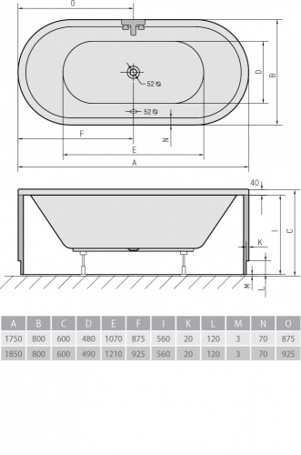 Акриловая ванна ALPEN Viva OW 175 фото 3