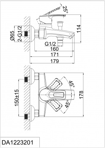 Смеситель для ванны D&K Bayern.Furth (DA1223201) фото 2