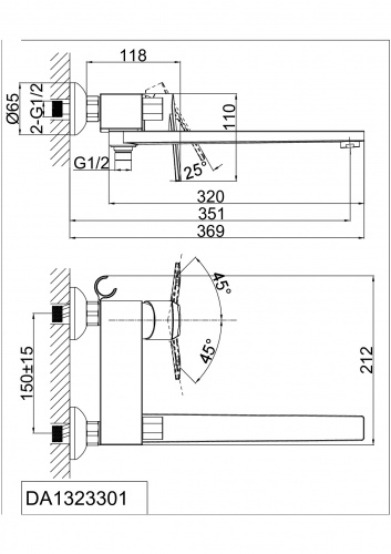 Смеситель для ванны D&K Rhein Lessing (DA1323301) фото 10