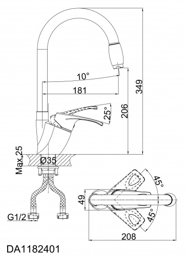 Смеситель для кухни D&K Bayern.Erlangen (DA1182401) фото 2