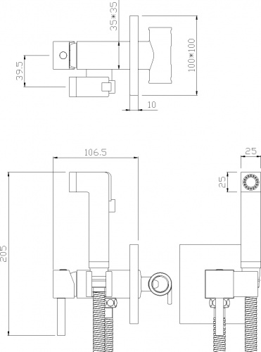 Смеситель гигиенический душ Rossinka X (X25-53) фото 2