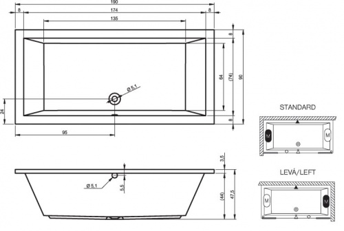 Ванна акриловая Lusso 190х90  фото 2