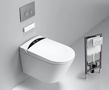 Электронный унитаз-биде подвесной с инсталляцией и хромированной кнопкой TIMO TЕ-751 