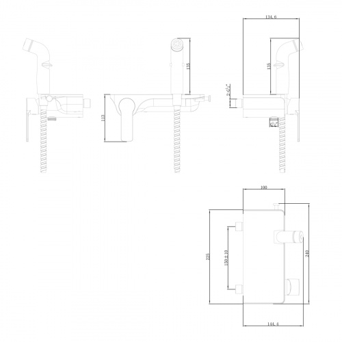 Смеситель с гигиеническим душем, настенный Lemark Solo (LM7168CW) фото 3