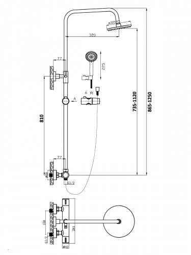 Душевая система Agger Thermo A2451244 с термостатом, черный матовый фото 12