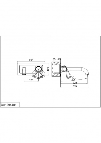 Смеситель для раковины встраиваемый D&K Rhein Marx (DA1394401) фото 2