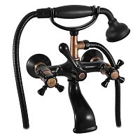 MK359.5/2CMATSM MORAVA RETRO - смеситель классический для ванны с душем, ЦВЕТ ЧЕРНЫЙ МАТОВЫЙ/БРОНЗА RAV Slezak