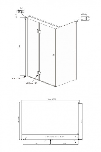 Душевое ограждение Ambassador Diamond 12011107L (1200x800x2000), 1 место фото 10
