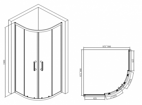 Душевой уголок ABBER Schwarzer Diamant AG01100B фото 7