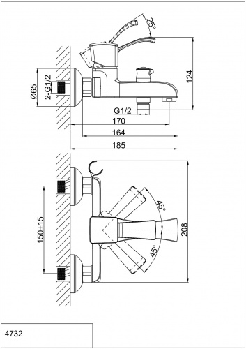 Смеситель для ванны D&K Rhein Bach (DA1473201) фото 2